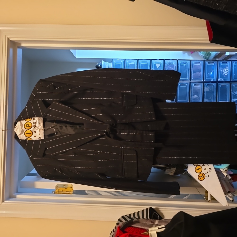 Black Suit with Silver pin Stripe